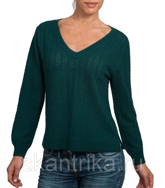 Ажурный пуловер из кашемира и шерсти мериноса от интернет-магазина натурального трикотажа "SKANTRIKA"